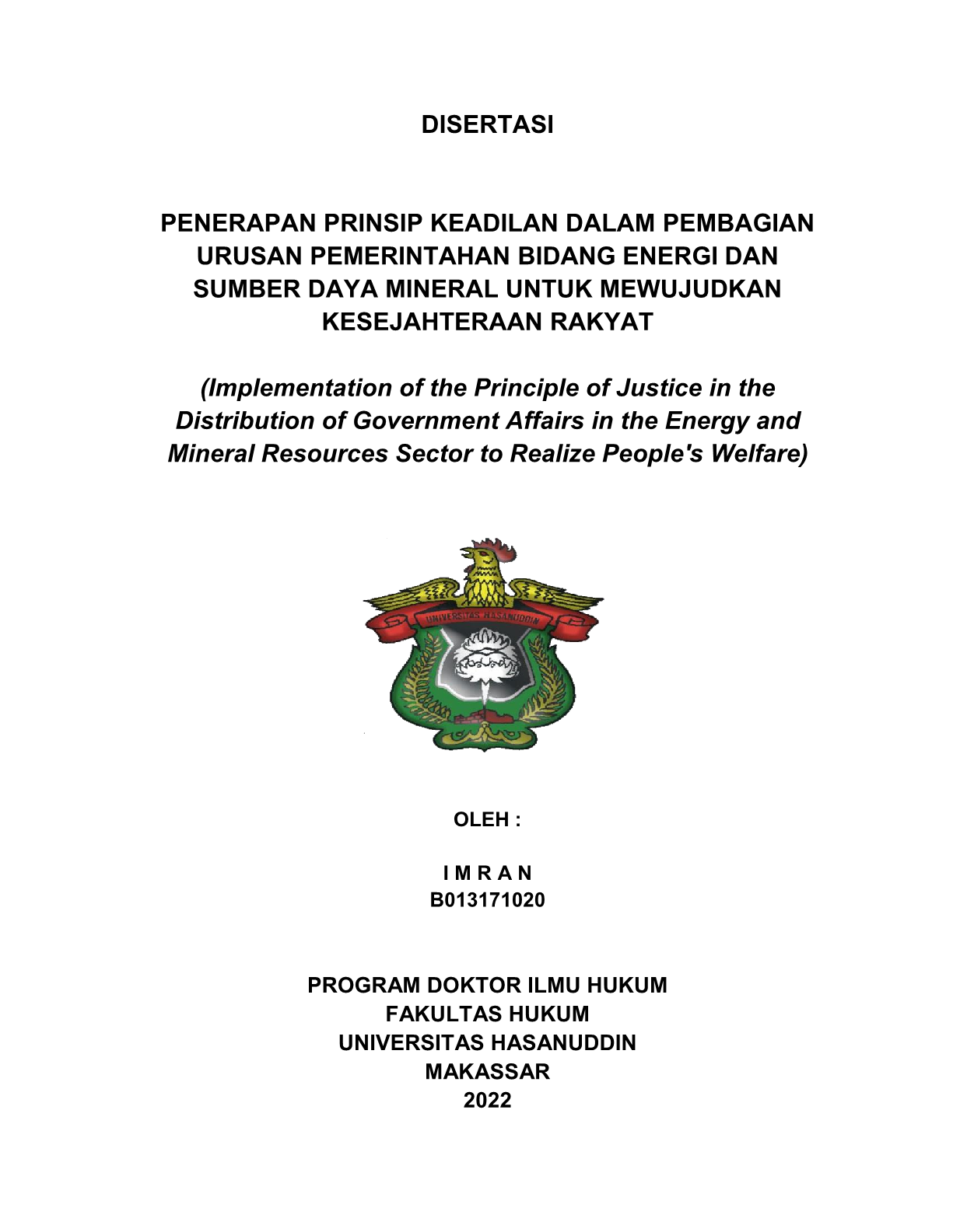 PENERAPAN PRINSIP KEADILAN DALAM PEMBAGIAN URUSAN PEMERINTAHAN BIDANG ...